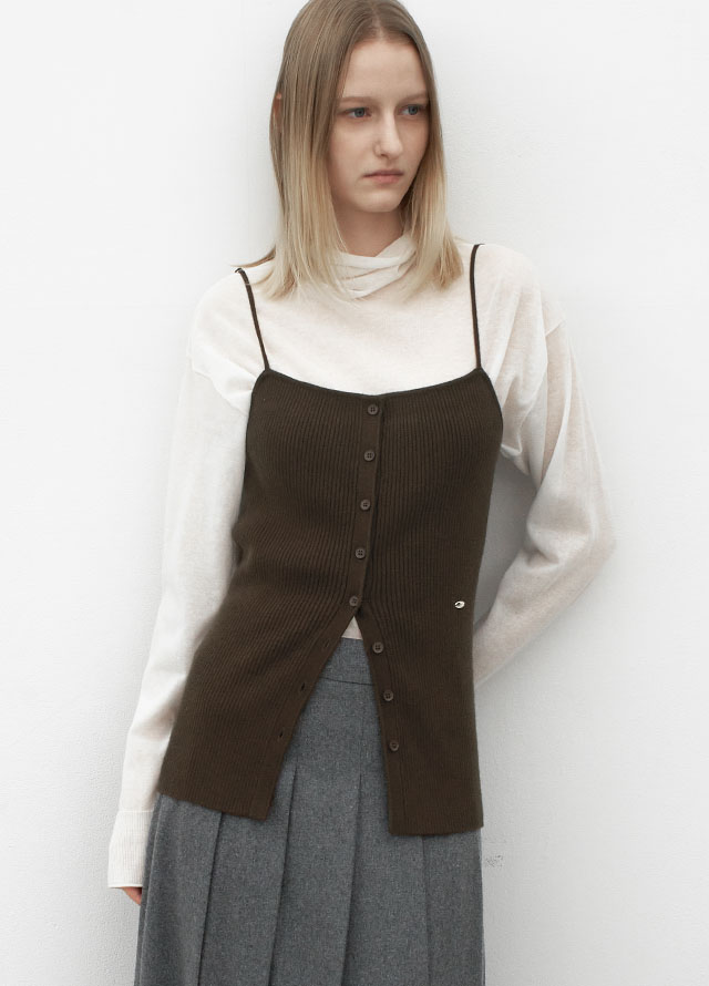 (T-7117)SHEER LIGHT POLO NECK KNIT Korea