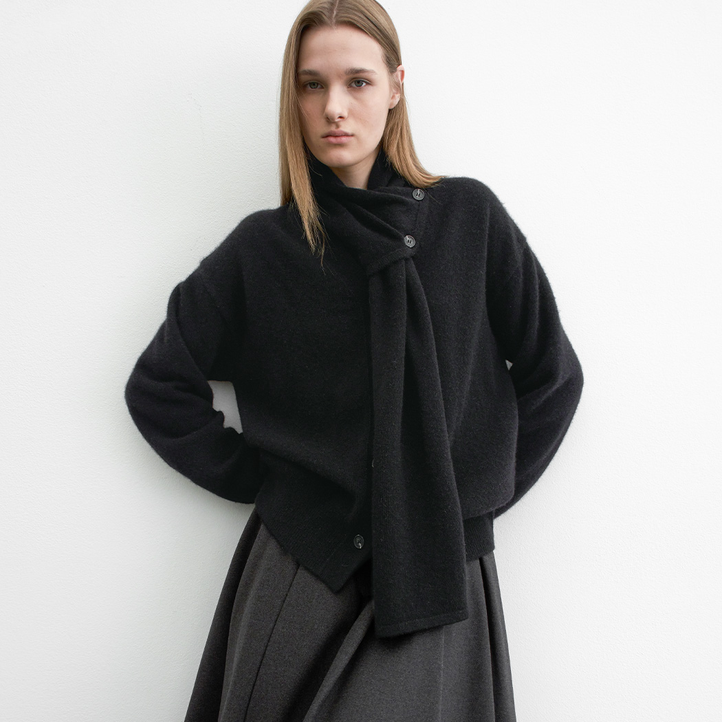 (CD-2235)YAK BLENDED MUFFLER SET CARDIGAN S