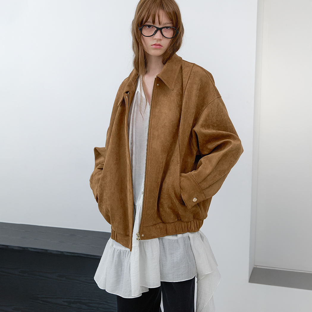 (Z-JP-587)OVERFIT SUEDE SNAP BUTTON BLOUSON