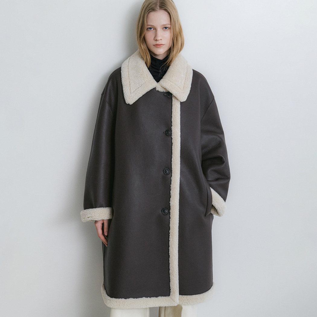 (CT-1476)CALM REVERSIBLE HALF COAT MUSTANG