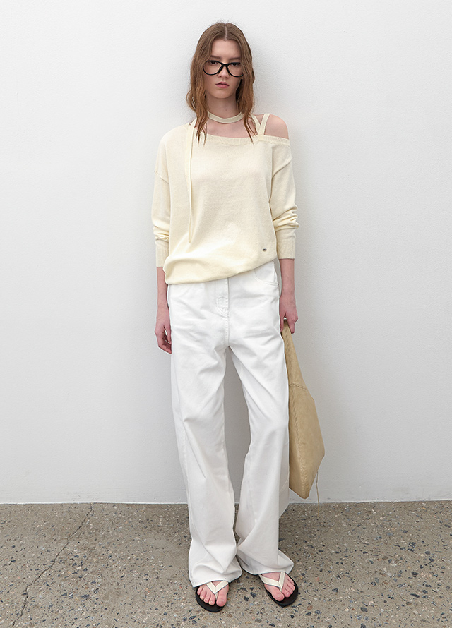 (PT-5743)PIN STRIPE WRAP SKIRT PANTS Korea