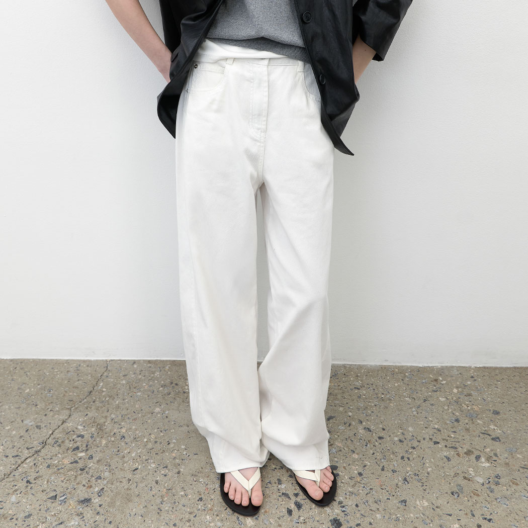 (PT-5741)WASHING CURVED COLOR DENIM PANTS