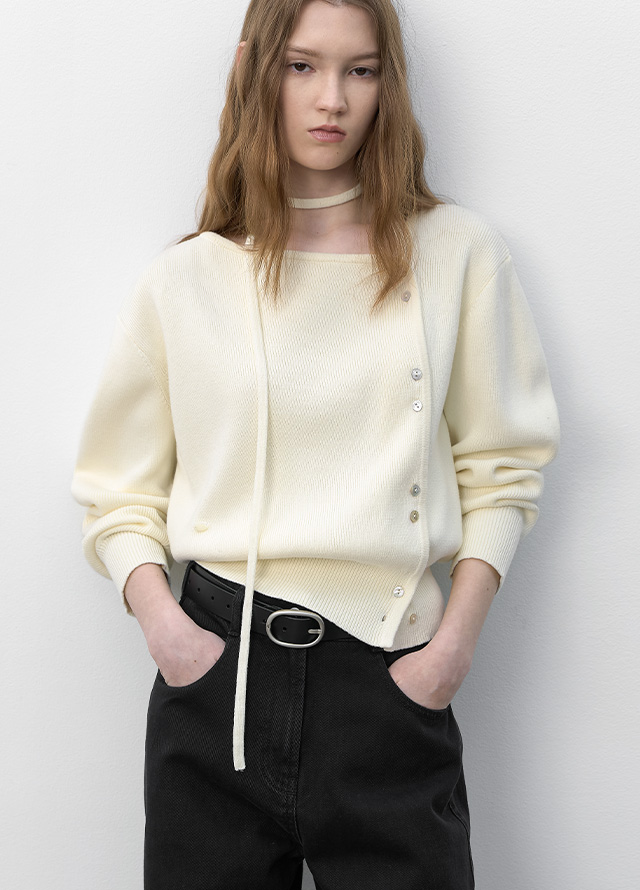 (SK-5072)CHECK TIED IRREGULAR SKIRT Korea