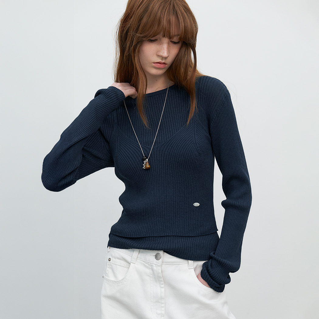 (T-7188)BUSTIER RIBBED KNT SET S