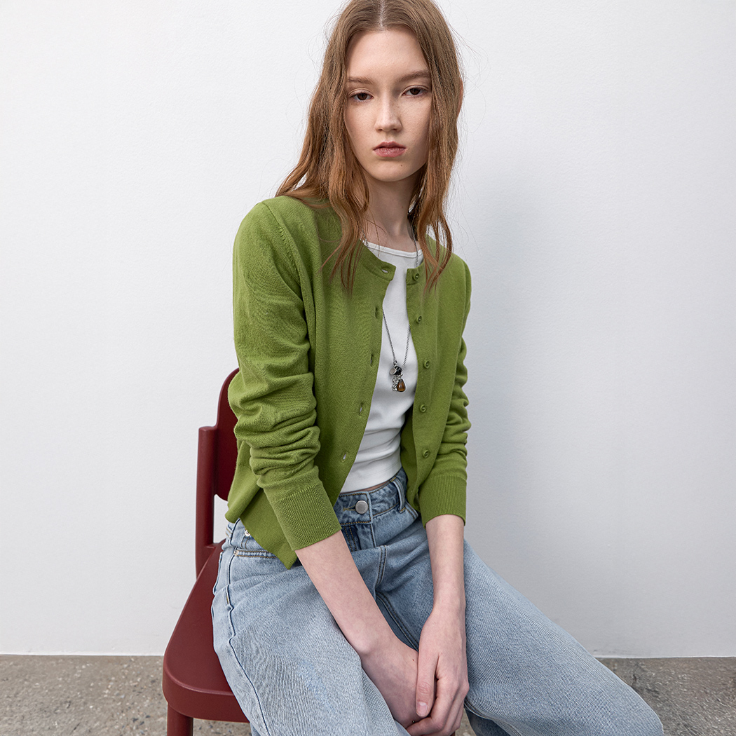 (CD-2273)COTTON CLASSICAL SLIM KNIT CARDIGAN