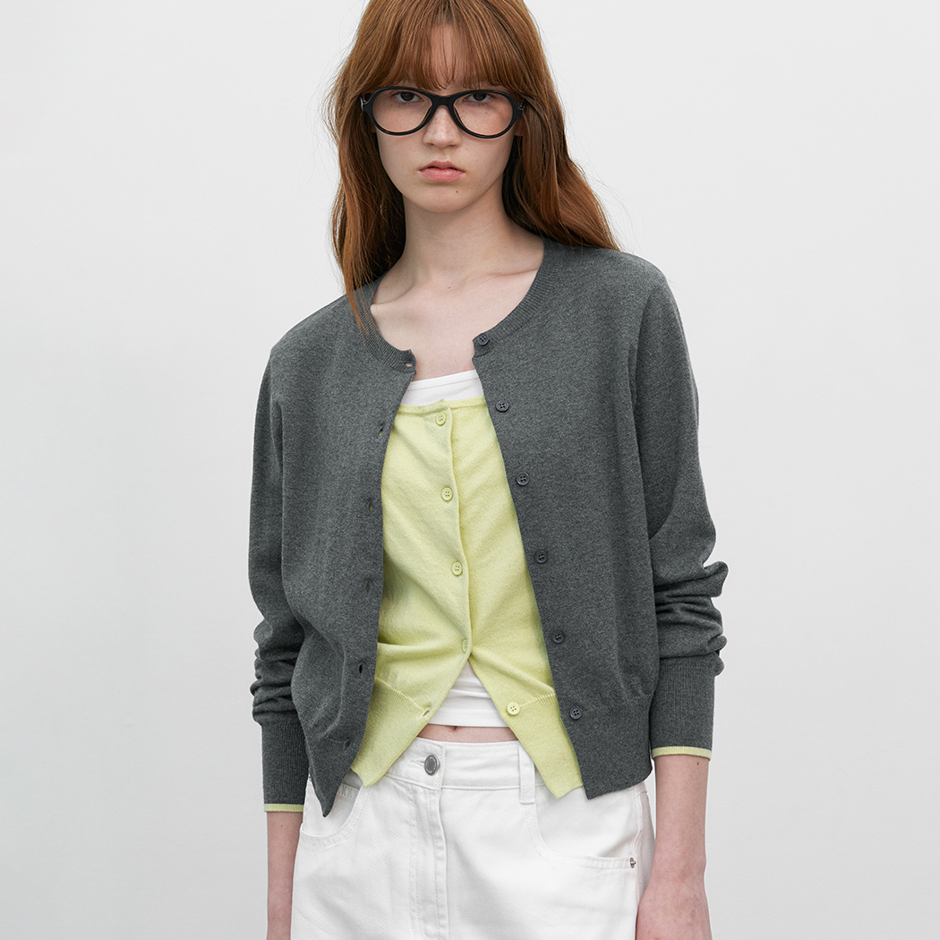 (CD-2254)TWO-IN-ONE COLOR POINT CARDIGAN