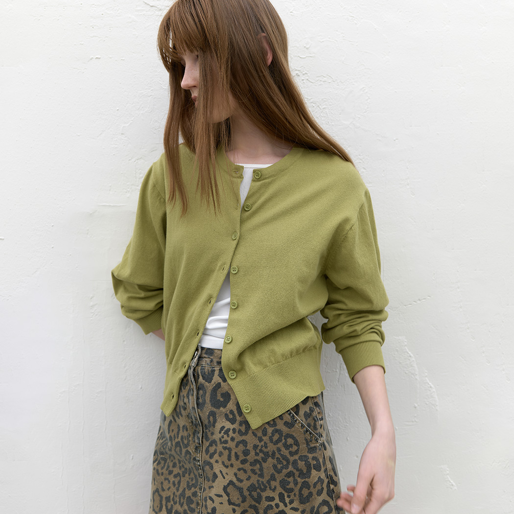(CD-2259)COTTON CLASSICAL KNIT CARDIGAN