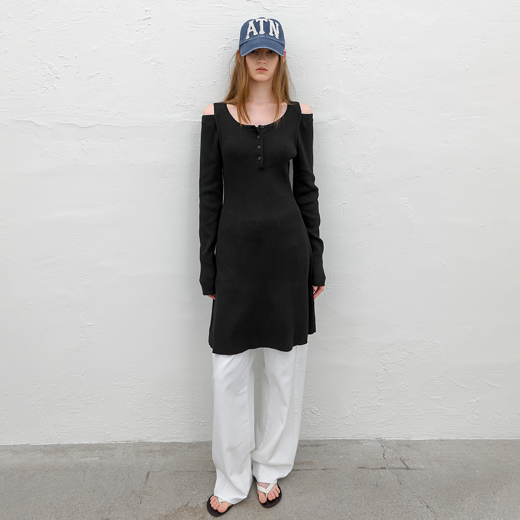 (OP-6313)SHOULDER CUTOUT KNIT DRESS