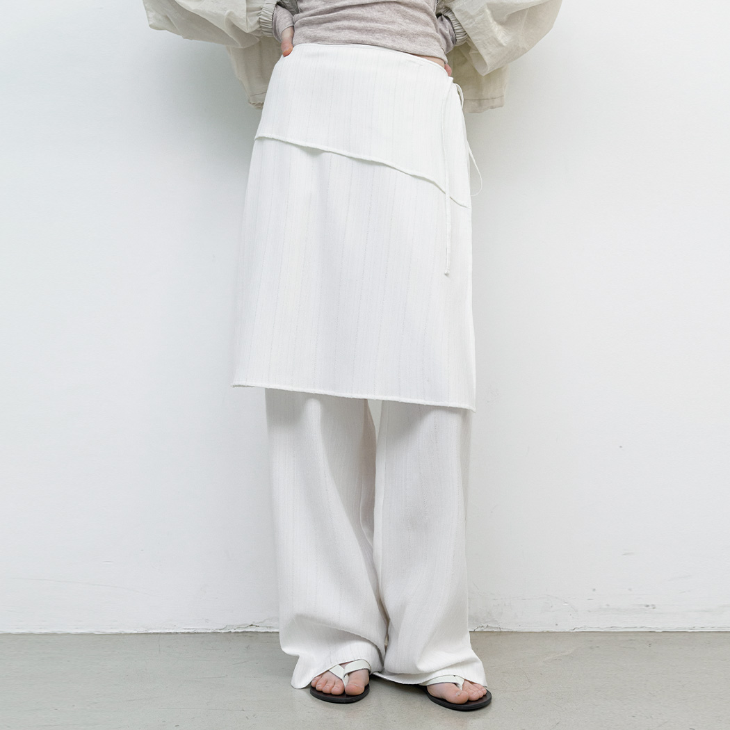 (PT-5751)LAYERED SET WRAP SKIRT PANTS