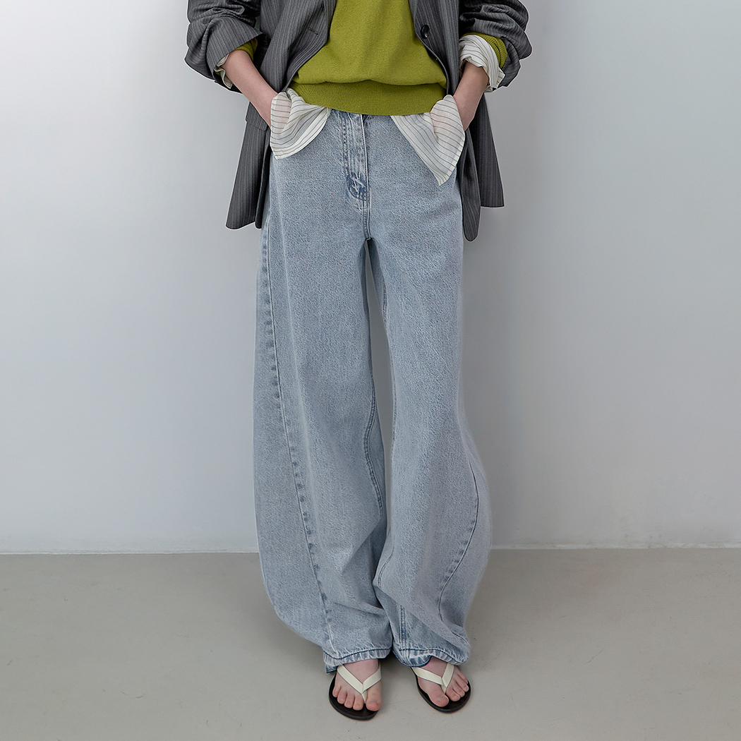(PT-5738)LOWRISE LINE VOLUME DENIM PANTS