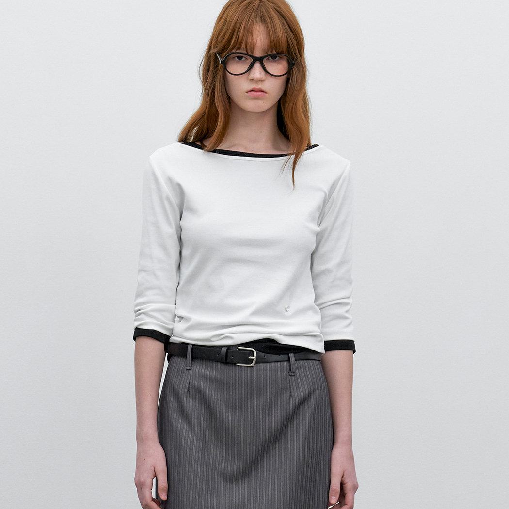 (T-7171)SOFT SLIMFIT BOAT NECK TEE