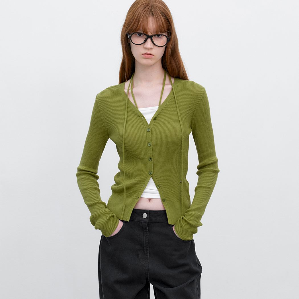 (CD-2272)MULTI USED STRING V-NECK SLIM CARDIGAN