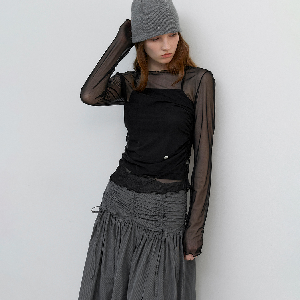 (T-7169)SOFT SHEER MESH TOP