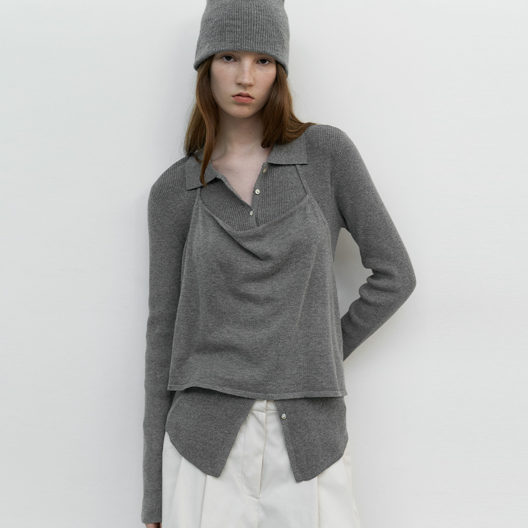 (CD-2256)HALTER BUSTIER SET COLLAR CARDIGAN S