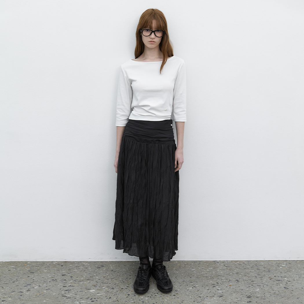 (SK-5077)WRINKLE SHIRRING LONG SKIRT