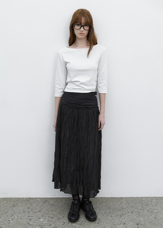 (T-7171)SOFT SLIMFIT BOAT NECK TEE Korea