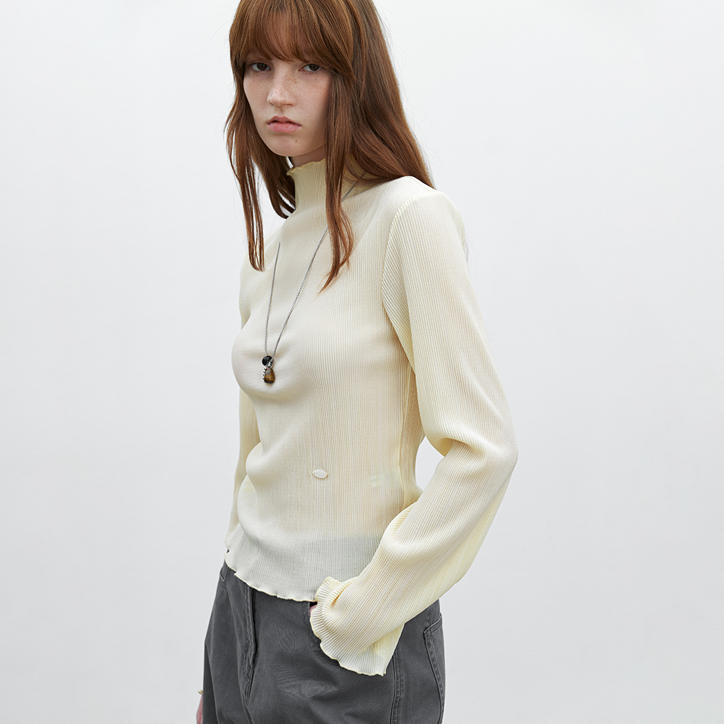 (T-7166)PLEATS JERSEY TEE