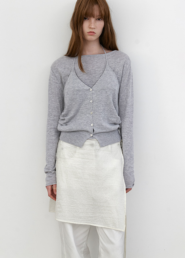 (T-7189)HALTER VEST LAYERD BOAT NECK KNIT Korea