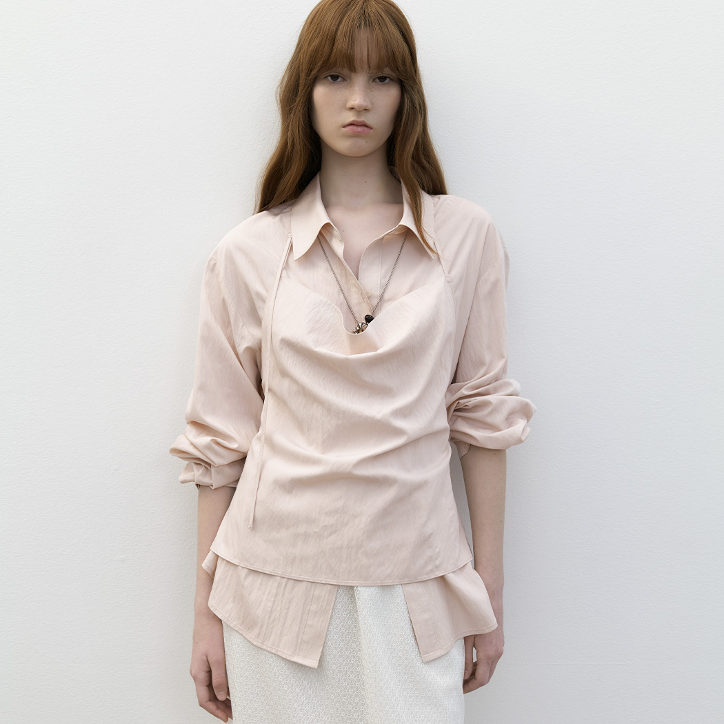 (BL-4404)N HALTER SLEEVELESS LAYERED BLOUSE