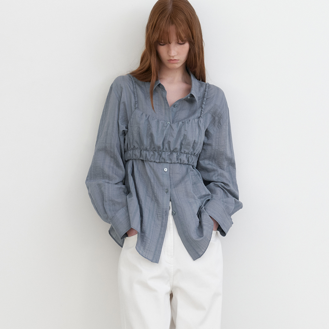 (BL-4393)SHEER VOLIME TOP&LAYERED SHIRTS