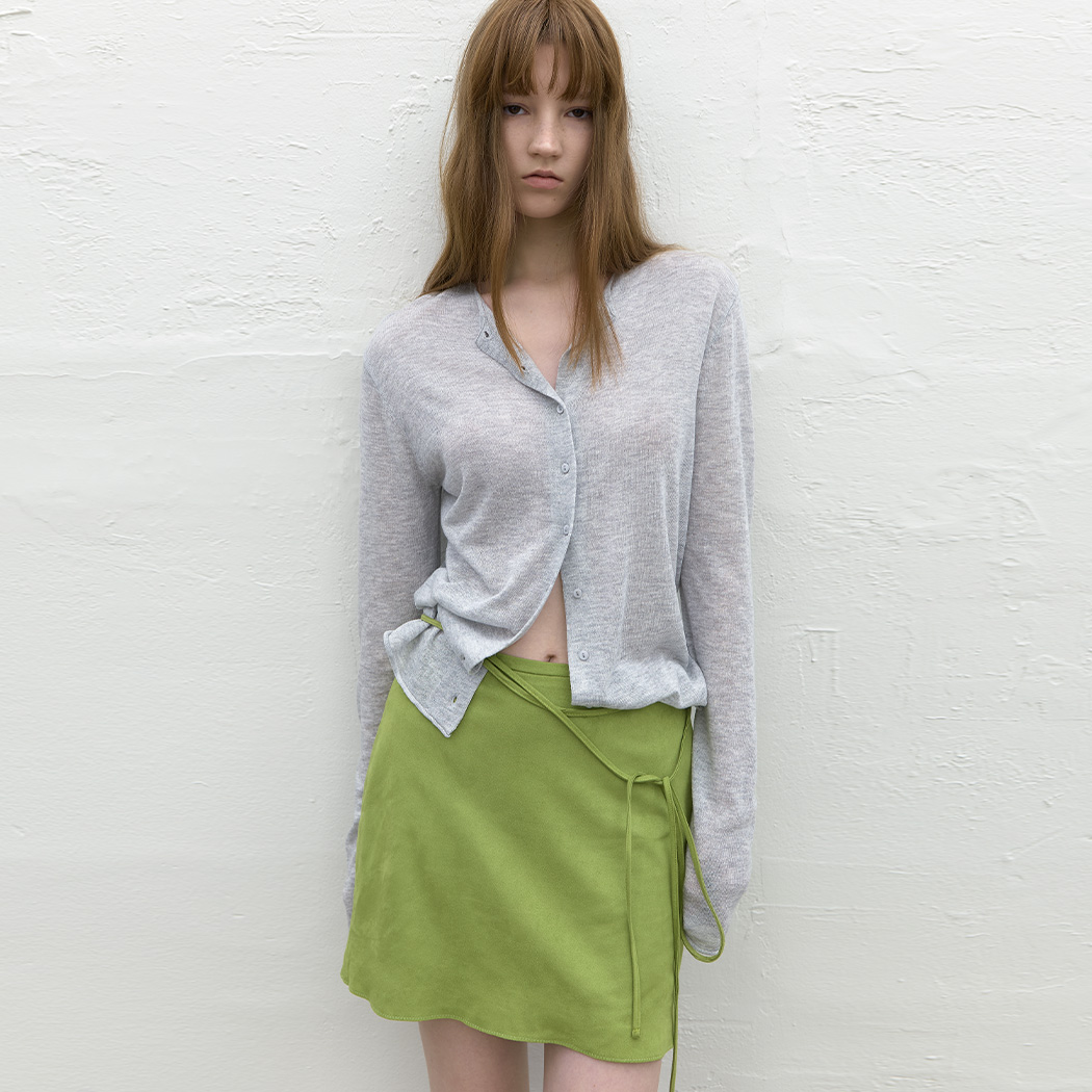 (SK-5111)SUEDE RIBBON A-LINE SKIRT S