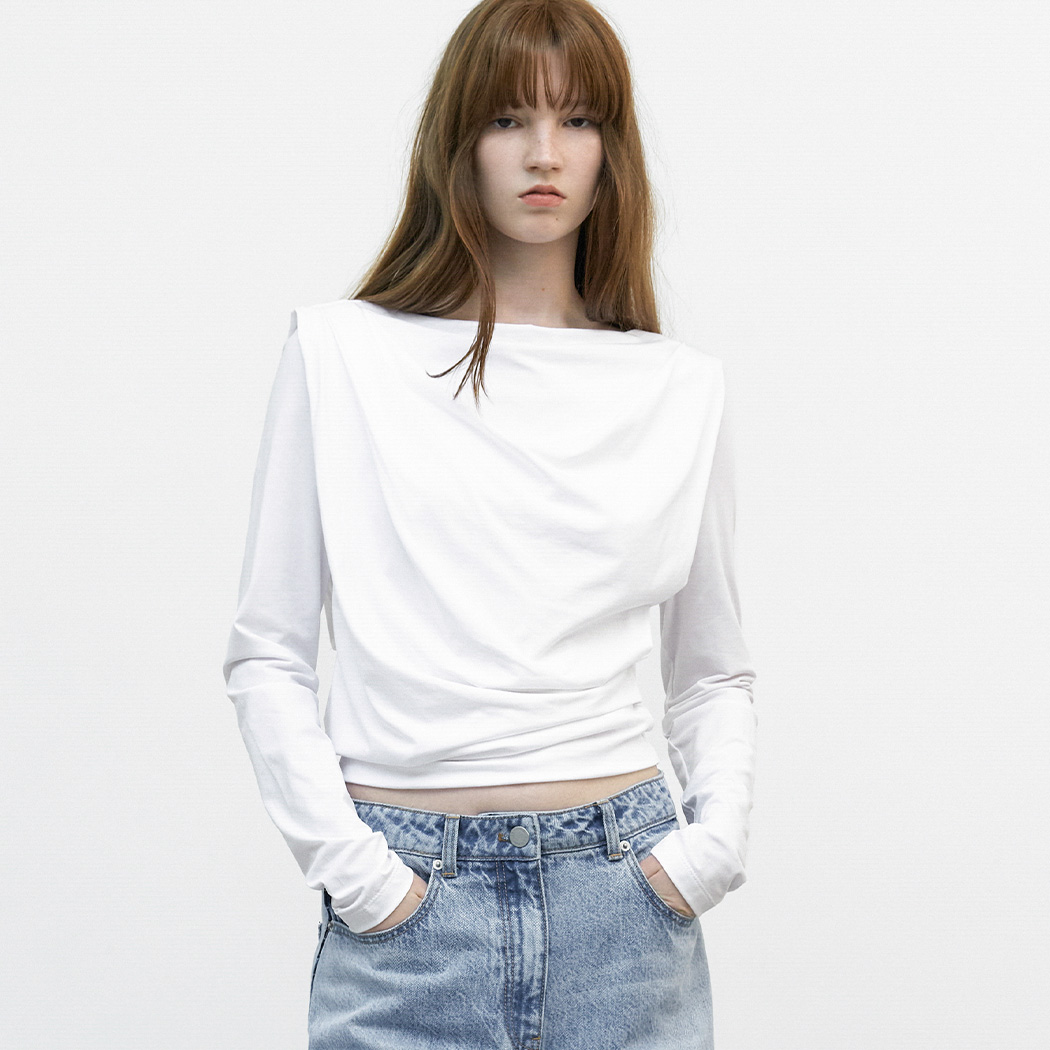 (T-7167)DRAPING DETAIL TOP