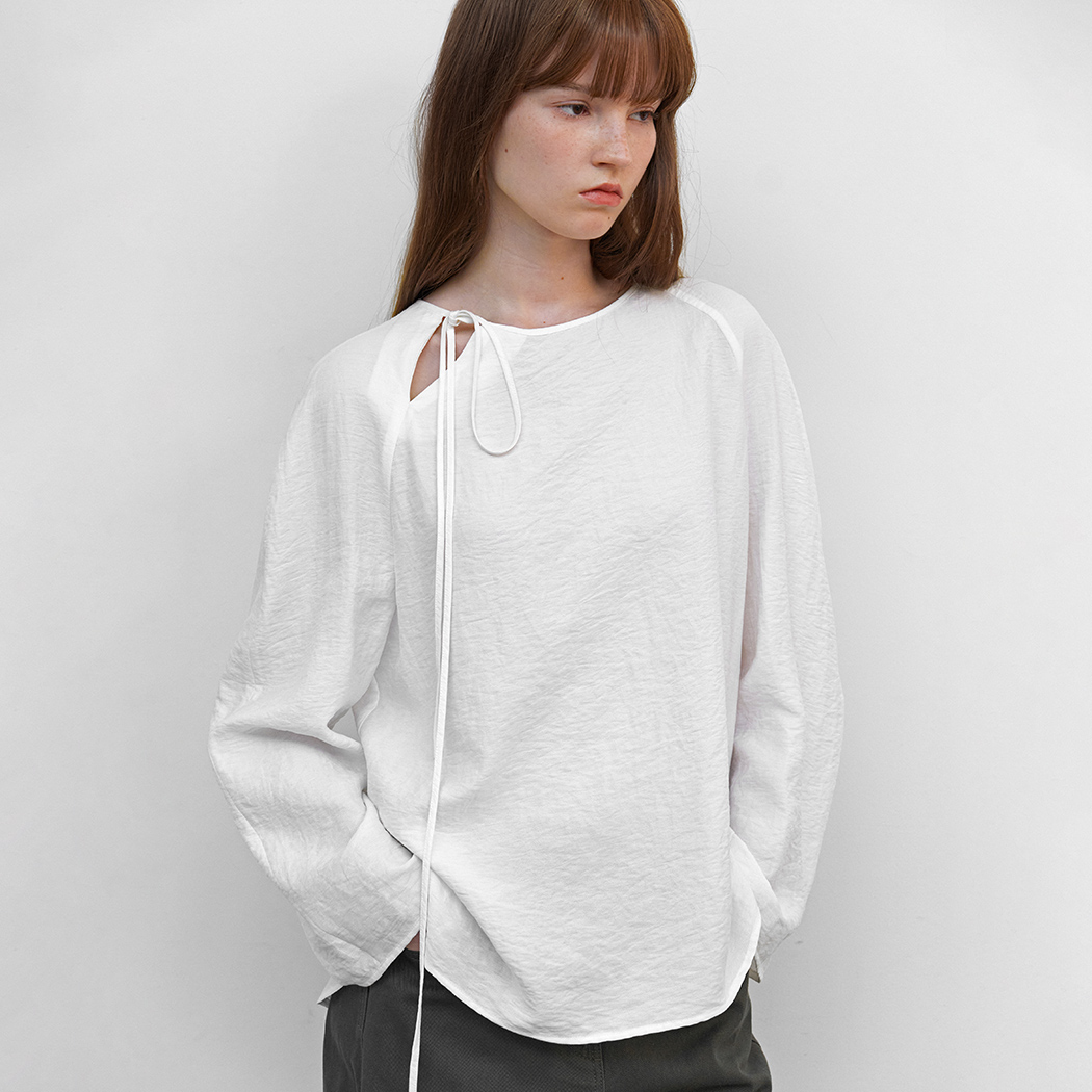(BL-4391)RAGLAN SLEEVE TIE BLOUSE