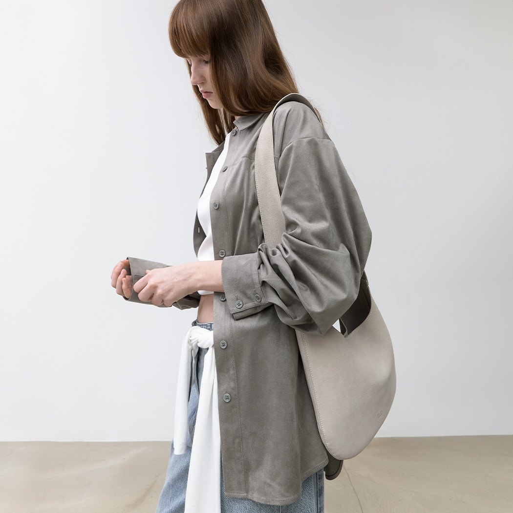 (Z-BL-4306)ESSENTIAL SUEDE BELTED SHIRT S