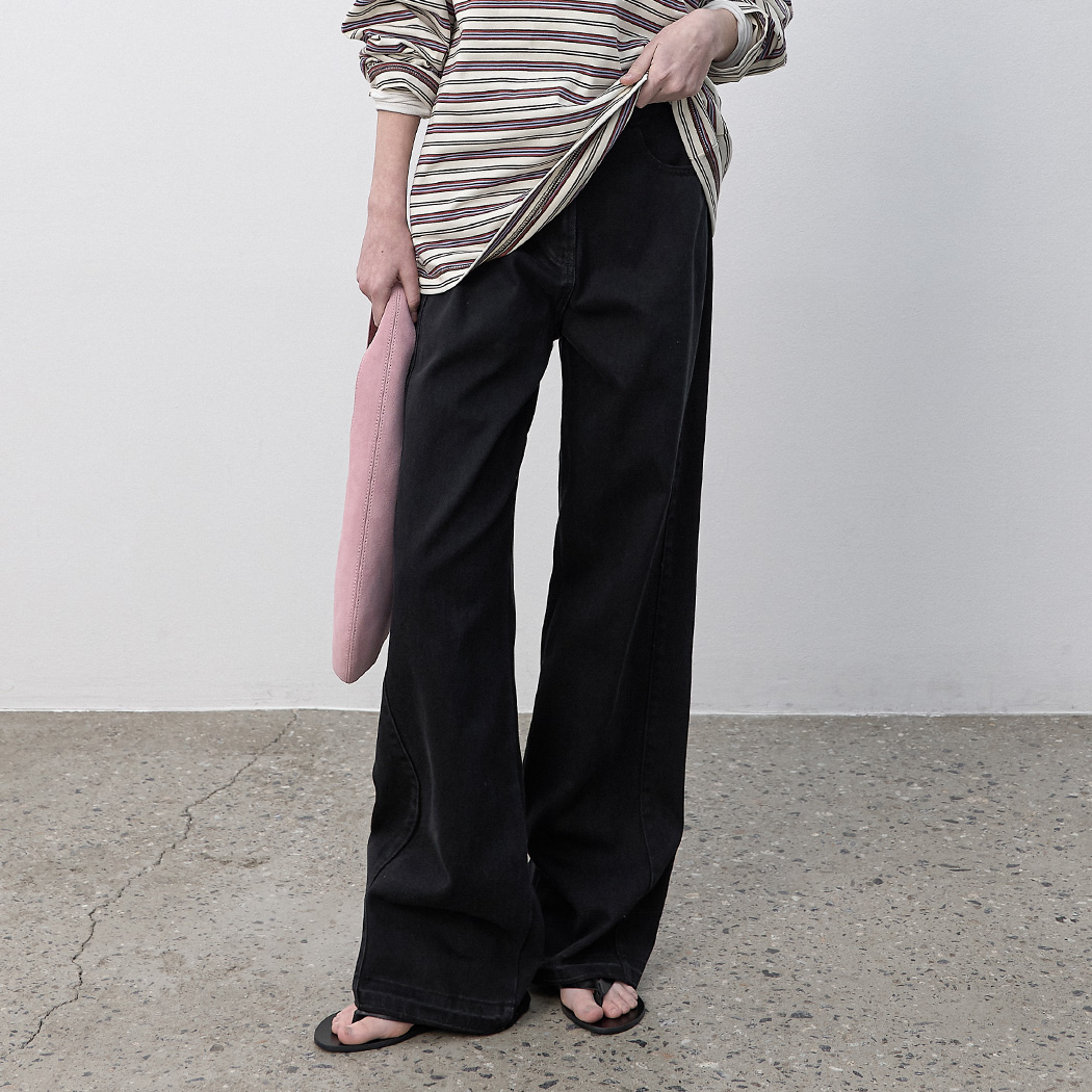 (PT-5741)WASHING CURVED COLOR DENIM PANTS