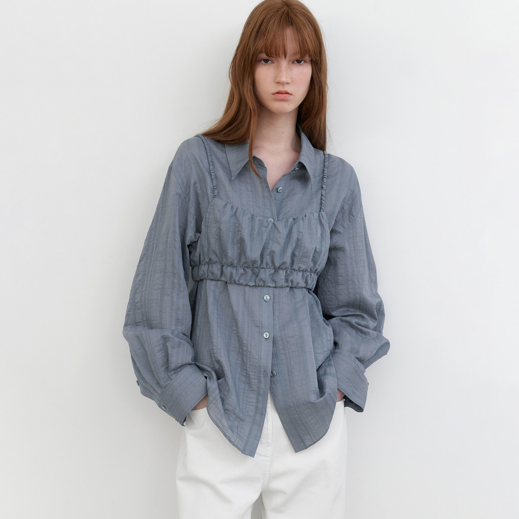 (BL-4393)SHEER VOLIME TOP&LAYERED SHIRTS