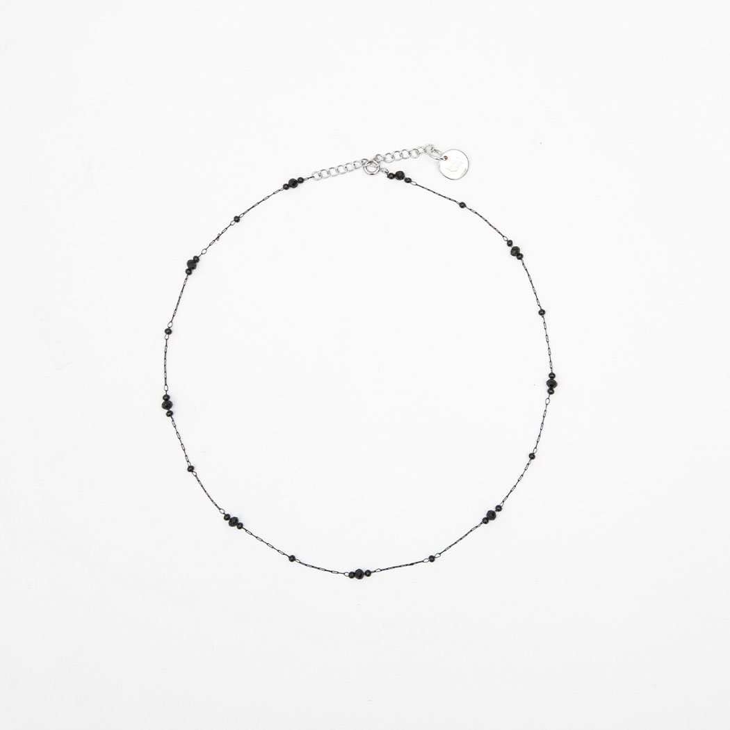 (N-879)BLACK MINI BALL CHAIN NECKLACE