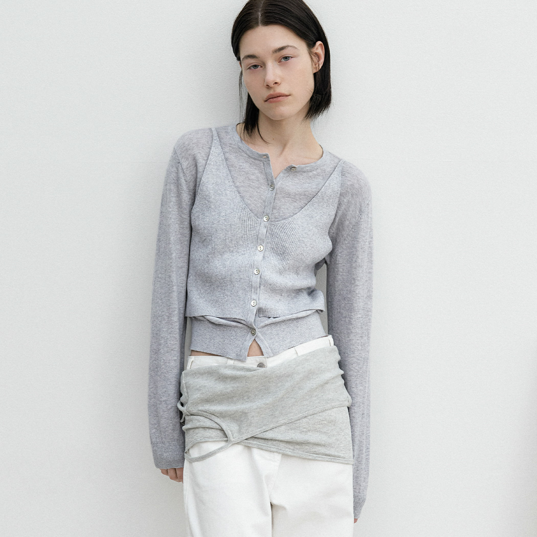 (CD-2251)AN BUSTIER COMBINATION CARDIGAN