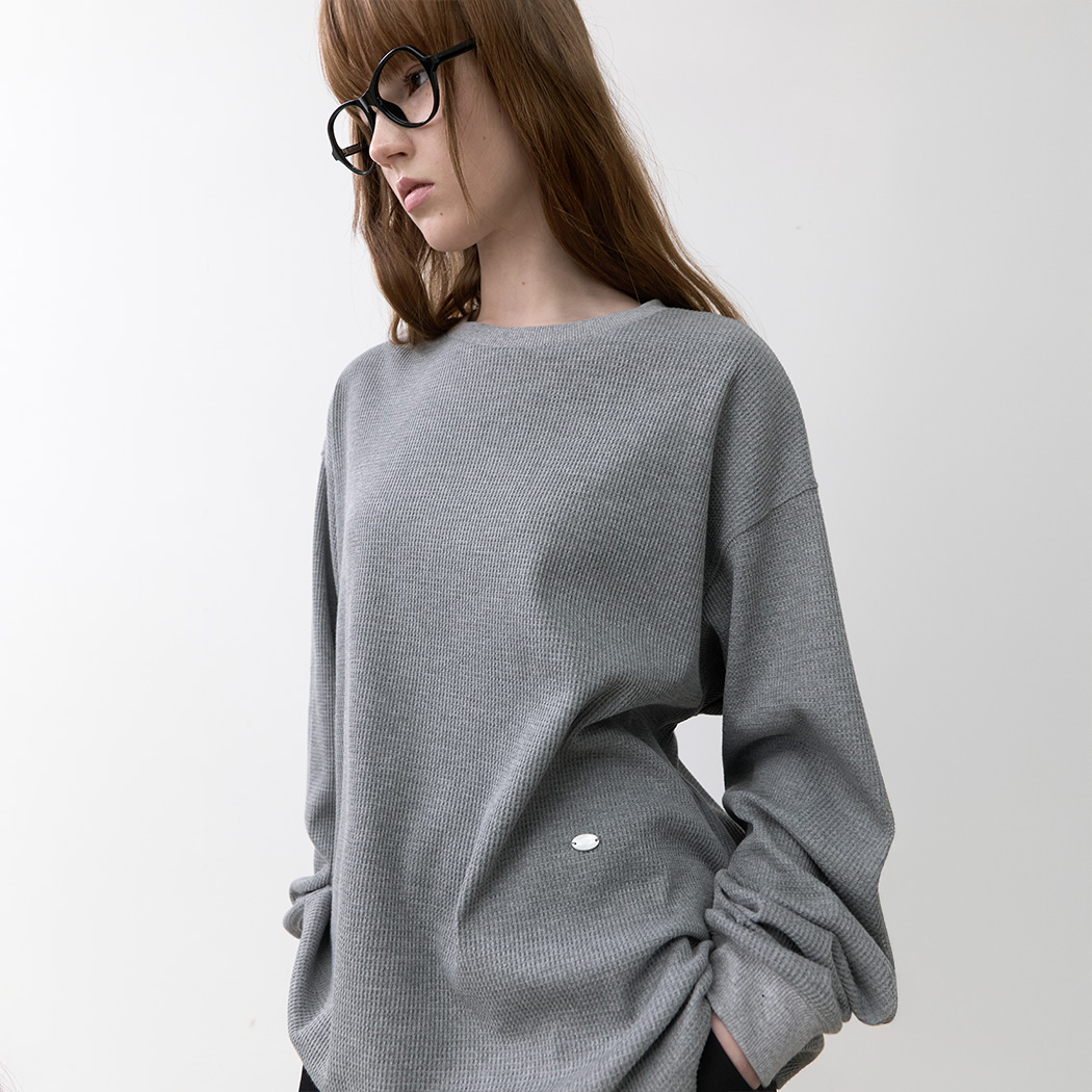 (T-7193)WAFFLE LONG SLEEVE TEE