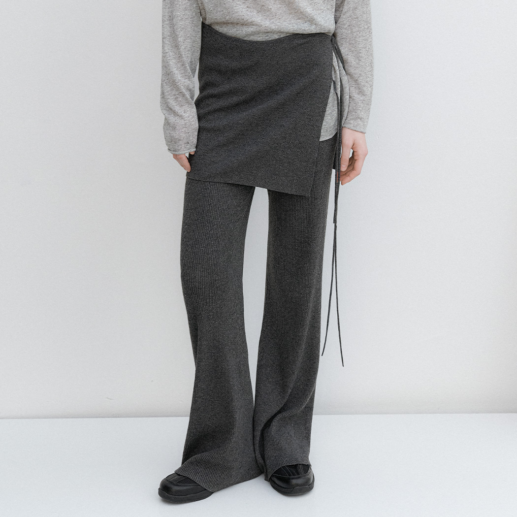 (PT-5740)AN LAYERD SKIRT SET SEMI BOOTS CUT KNIT PANTS S