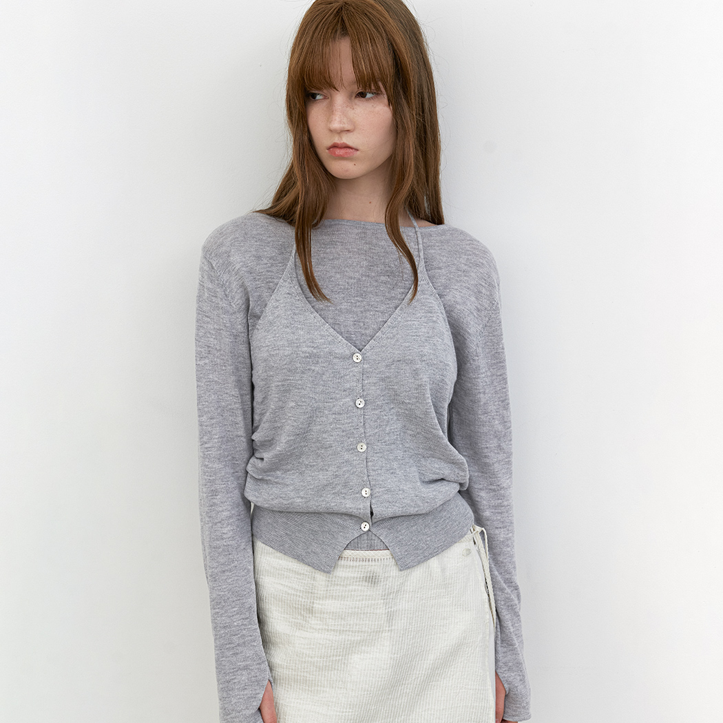 (T-7189)HALTER VEST LAYERD BOAT NECK KNIT