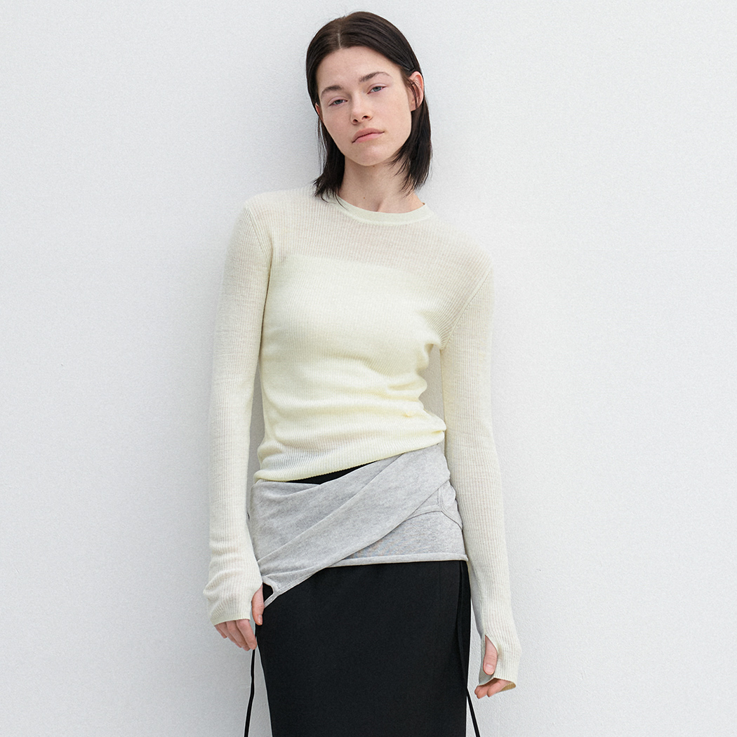 (T-7190)AN SHEER FRESH RIBBED SLIM KNIT