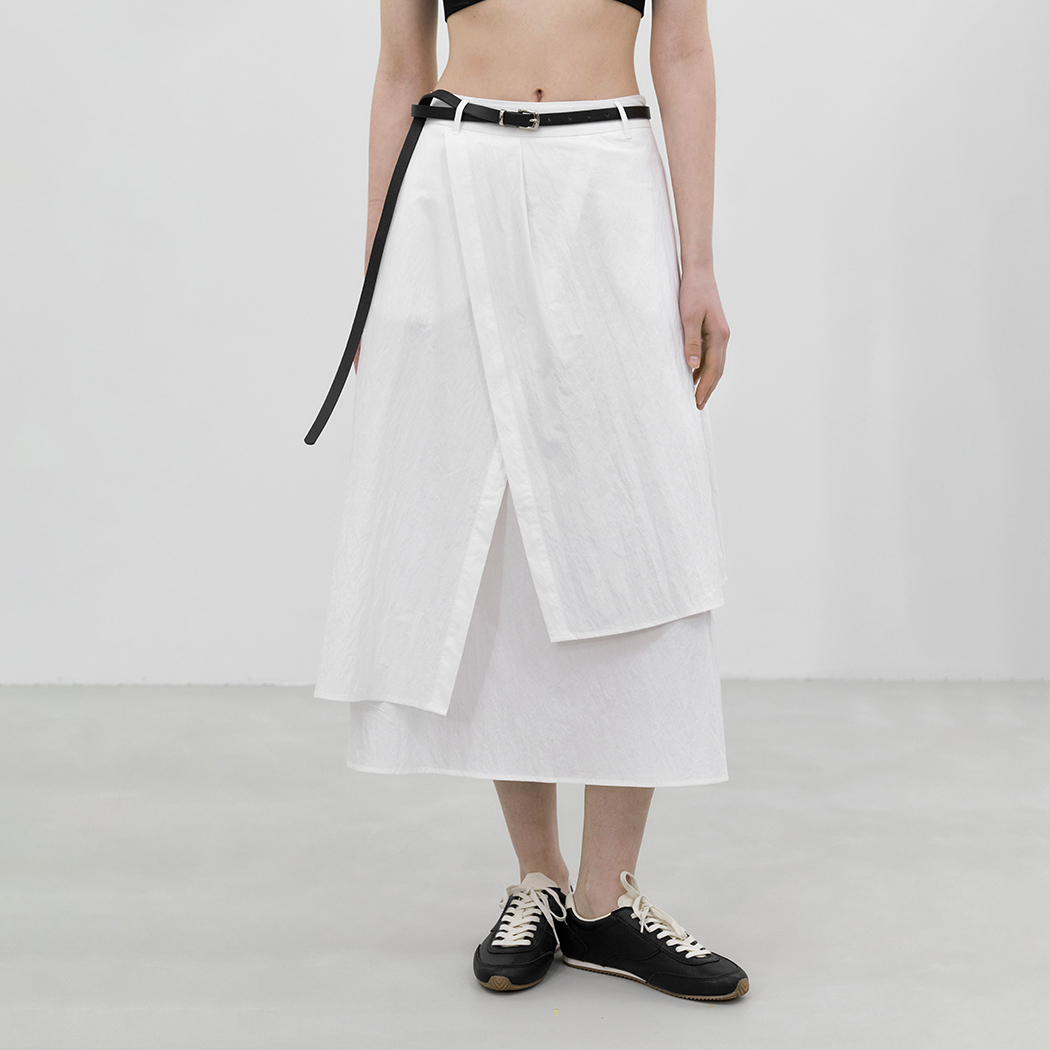 (Z-SK-5024)ESSENTIAL CREPE BELT SKIRT S