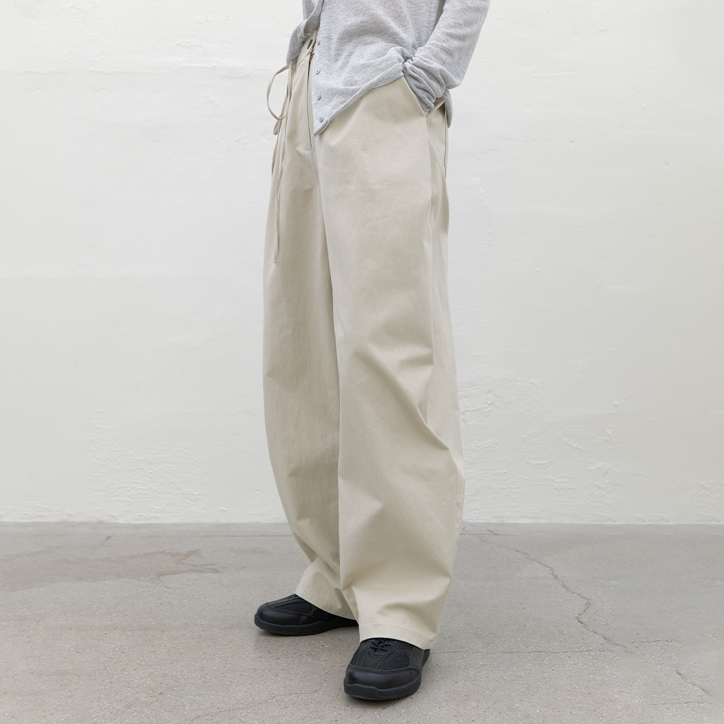 (PT-5748)WIDE SHIRRING VOLUME PANTS