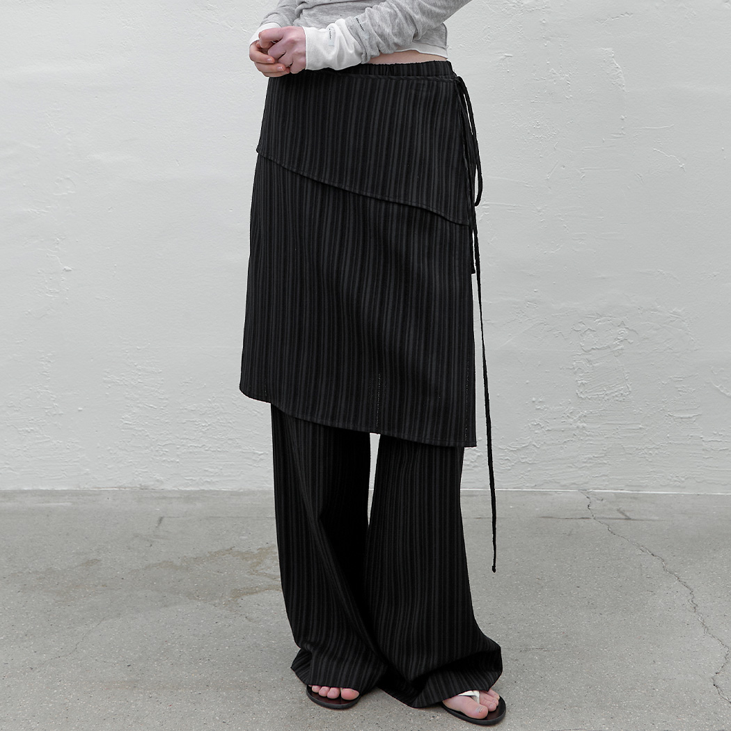 (PT-5751)LAYERED SET WRAP SKIRT PANTS