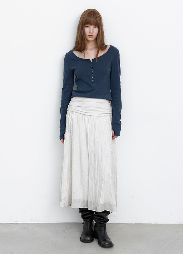 (T-7171)SOFT SLIMFIT BOAT NECK TEE Korea