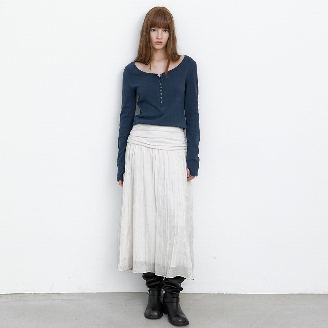 (SK-5077)WRINKLE SHIRRING LONG SKIRT