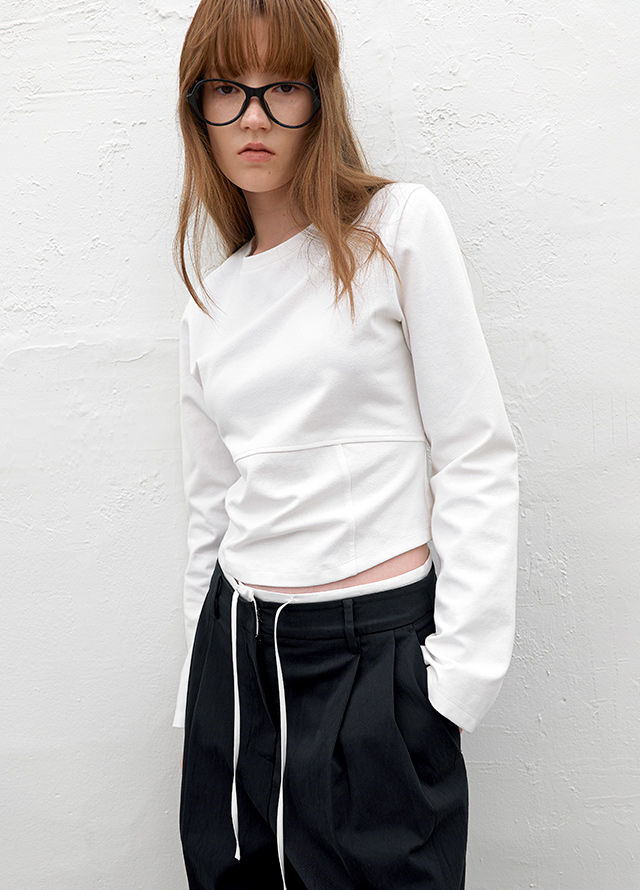 (PT-5759)DOUBLE WAIST TWO TUCK PANTS Korea