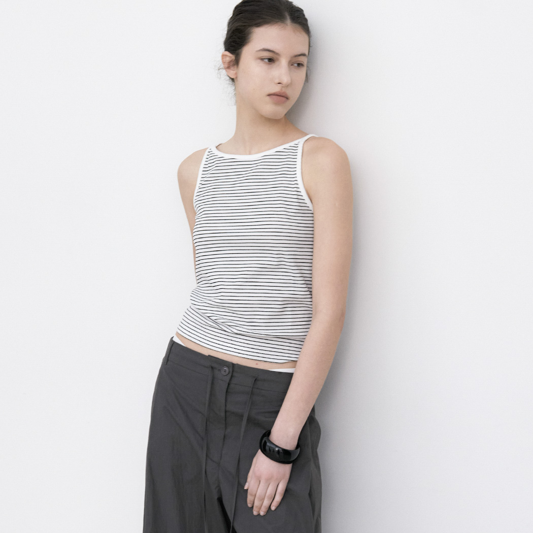 (ZT-6819)ESSENTIAL STRIPE SLEEVELESS TEE