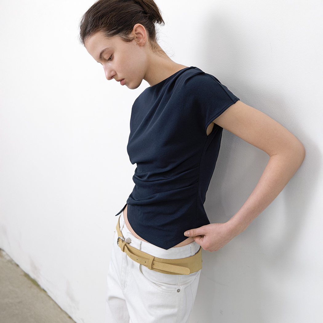 (Z-BL-4225)LOND WAIST TUCK BLOUSE