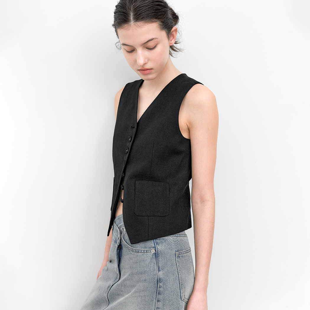 (VT-0281)LEA LINEN SINGLE VEST