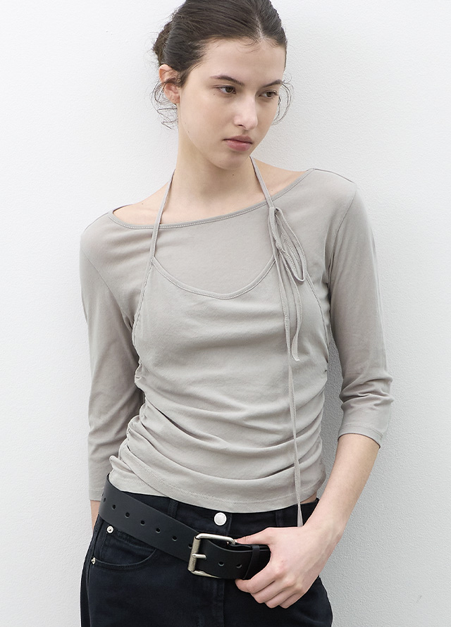 (SK-5095)BELT SET SEMI-A MAXI SKIRT S Korea