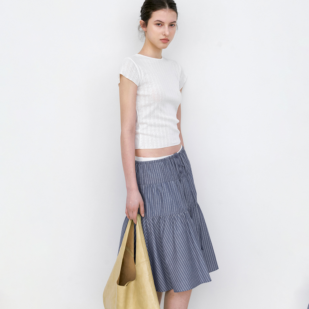 (SK-5101)STRIPE STRING FULL MIDI SKIRT Korea