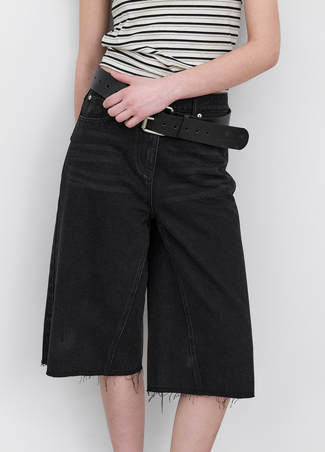 (T-7163)STRIPE SEMI CROP SLIM TEE Korea