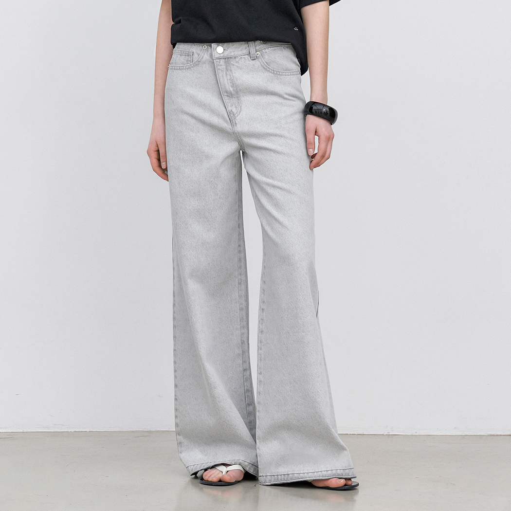 (PT-5768)TWO BUTTON SUMMER UNBAL DENIM PANTS