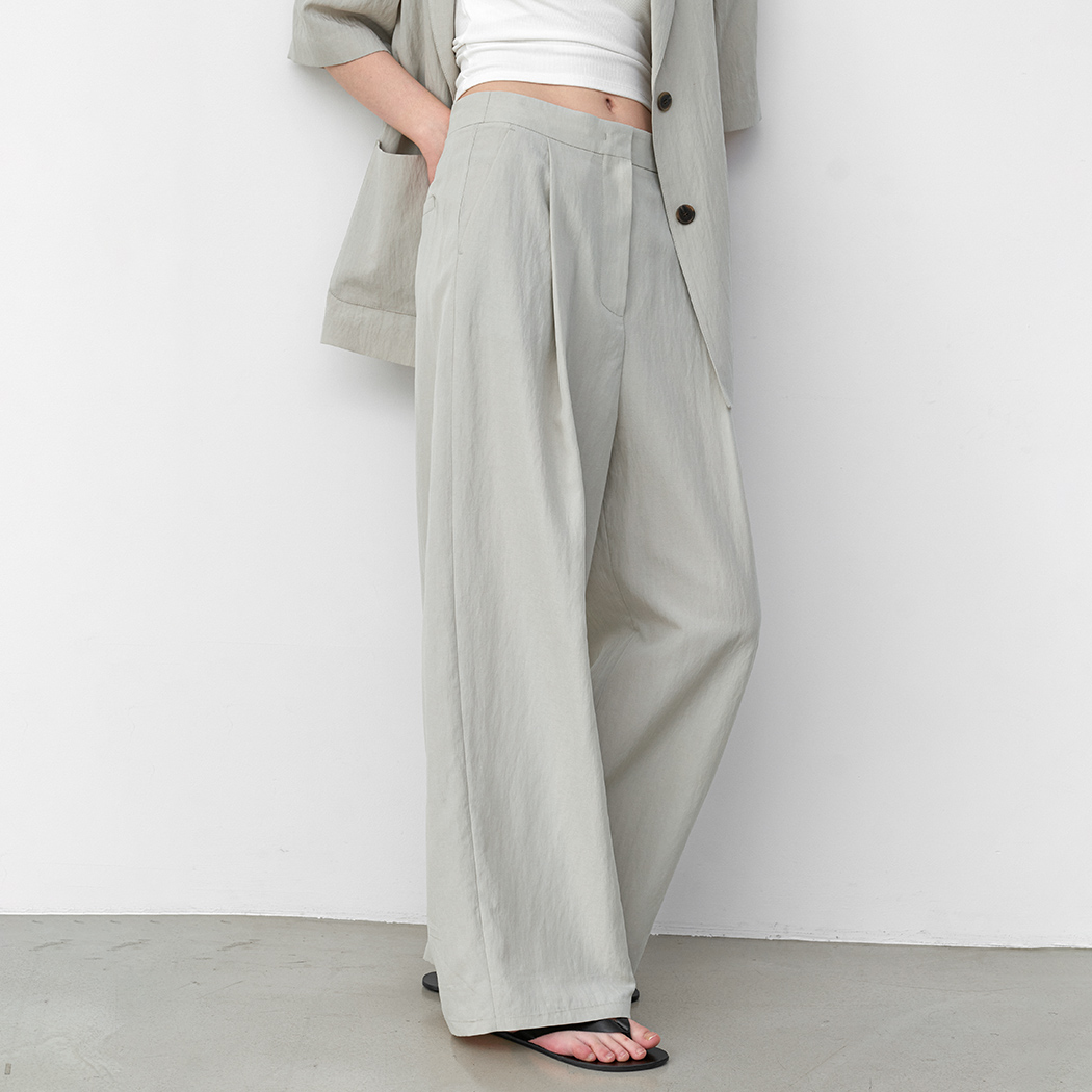 (PT-5767)MONO SET-UP WIDE ONE TUCK PANTS